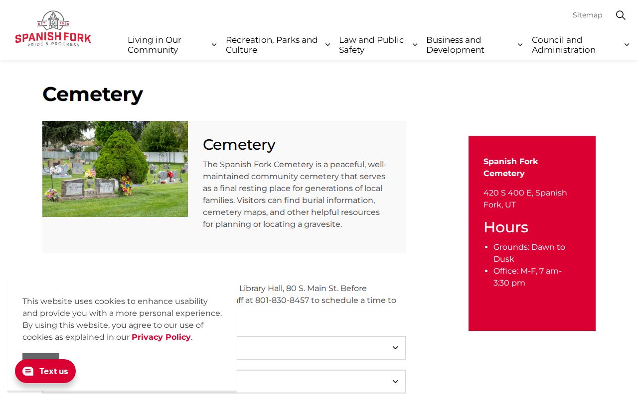 Spanish Fork city directory archives and cemetery research