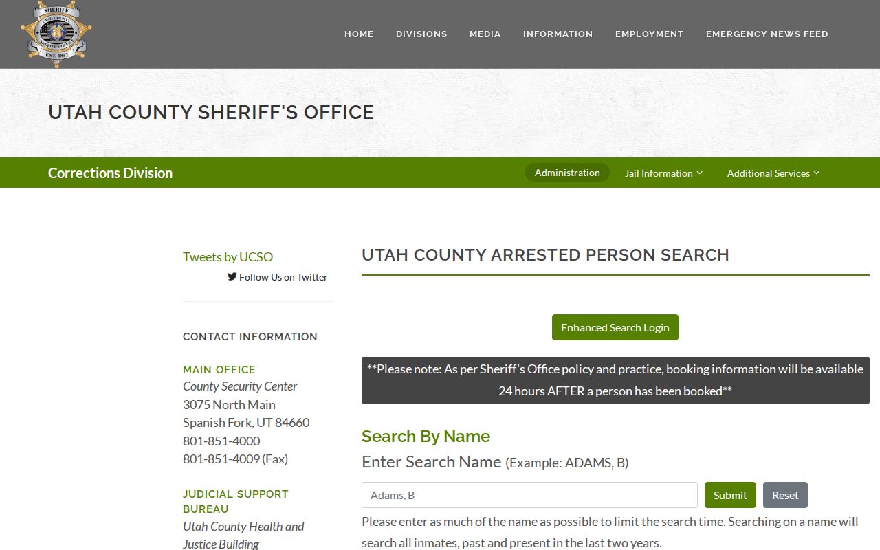 Spanish Fork resident lookup county jail search