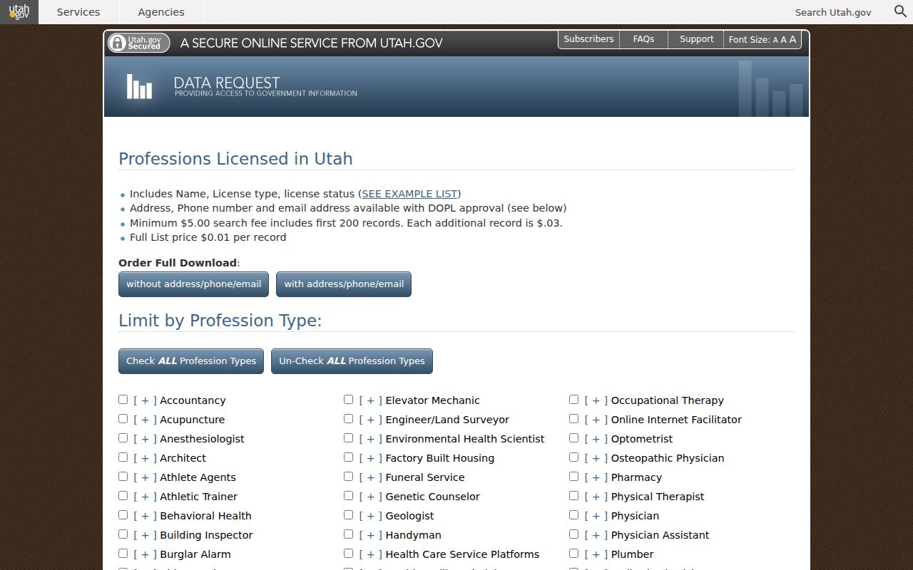 Spanish Fork ZIP code directory business list fields